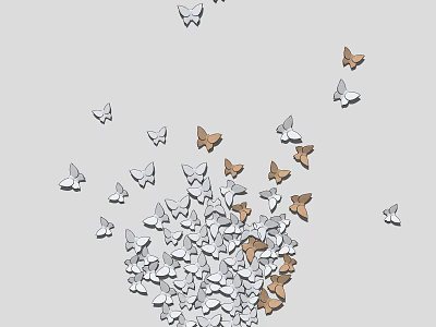 Decorative Wall Decor With White And Brown Butterfly Shapes In Artistic Arrangement 3d model