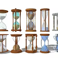 Various Design Hourglass Decorative Ornament Set With Wooden Frames And Colored Sand