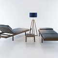 Modern Wooden Chaise Lounges With Upholstered Cushions And Side Table In Living Space