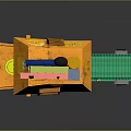 Yellow House Shaped Toy Truck With Smiley Face And Green Trailer Red Wheels