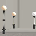 Modern Floor Lamps With Spherical White Shades And Black White Bases For Interior Decor