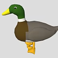 Cute Duck Stuffed Toy With Green Head Yellow Beak White Neck Ring And Yellow Feet