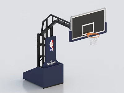 Professional Basketball Hoop Sports Equipment with NBA Logo and Spalding Backboard 3d model