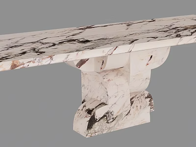 Modern Dining Table With White Marble Top And Unique Base Design 3d model
