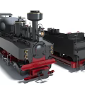 Vintage Black and Red Steam Train Model with Classic Design and Metal Parts
