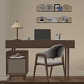Vintage Solid Wood Writing Desk With Comfortable Chair And Storage Cabinet For Cozy Home Workspace