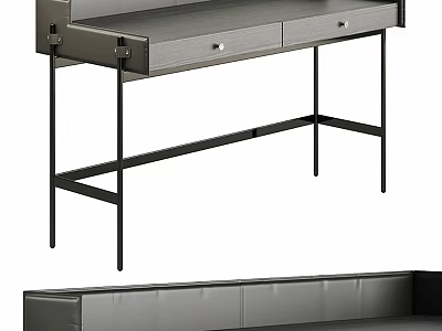 Modern Dressing Table With Gray Finish Metal Legs And Drawers Design 3d model