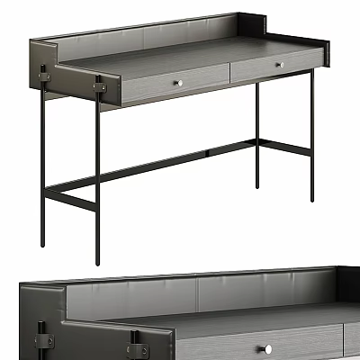 Modern Dressing Table With Gray Finish Metal Legs And Drawers Design 3d model