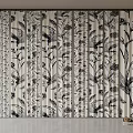 Black And White Floral Pattern Curtain Fabric Hanging In Indoor Space