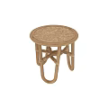 Natural Wooden Coffee Table With Woven Top And Knotted Leg Design