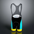 High Quality Black Cycling Shorts With Suspenders Blue Yellow Accents And Mesh Panel