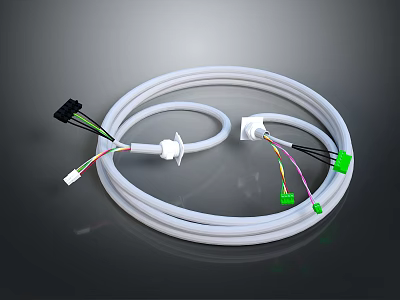 High Performance Electrical Cable Assembly With White Sheath And Colorful Wire Connectors 3d model