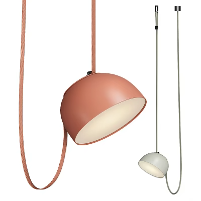 Modern Stylish Pendant Lights With Dome Shape Pink And Gray Hanging Design Fixtures 3d model