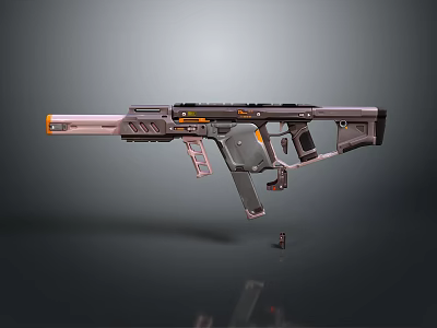 Futuristic Modern Rifle Design Featuring Gray Body Orange Accents Tactical Grip And Scope 3d model