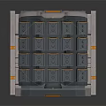 Gray Cubic Equipment With Multiple Drawer Modules And Orange Accent Strips
