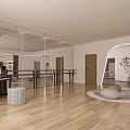 Spacious Modern Interior With Wooden Flooring Piano Mirrors Round Rug And Decorative Plant