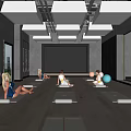 Spacious Modern Yoga Studio People Practicing Yoga On Mats With Balls Windows And Natural Views