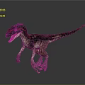 Realistic Velociraptor Dinosaur Model With Black Red Patterned Skin In Running Stance