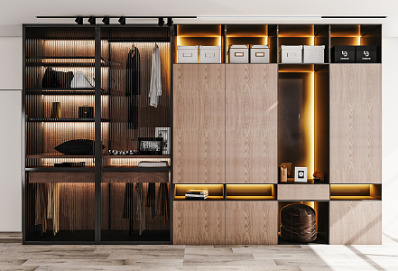 Modern Wardrobe Entrance Cabinet Shoe Cabinet Wardrobe Combination 3d model