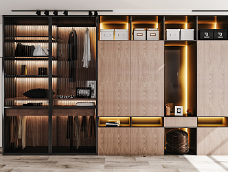 Modern Wardrobe Entrance Cabinet Shoe Cabinet Wardrobe Combination 3d model