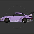 Purple Modified RWB Race Car With Large Rear Wing And Racing Design
