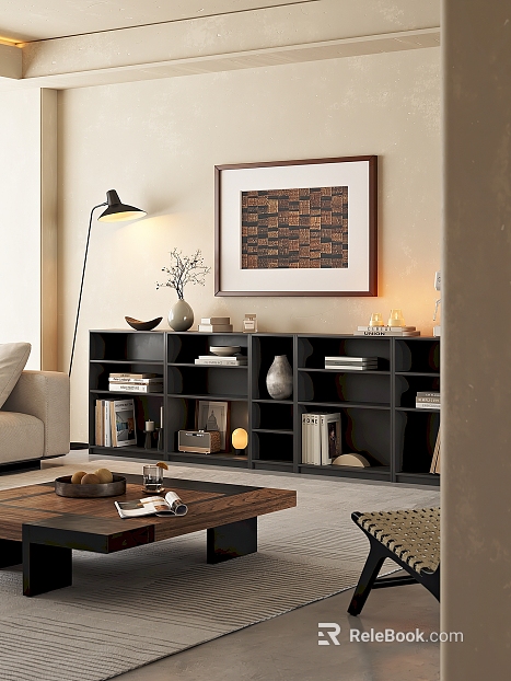 Antique Side Cabinet Bookcase Locker Book Accessories Ornaments Living Room Storage Cabinet texture