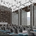 Modern Sales Office Interior With Large Windows Mountain Views Modern Lighting And Comfortable Seating