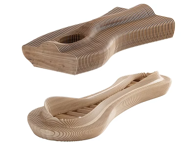Handcrafted Wooden Decorative Items With Curved Design And Textured Surface 3d model