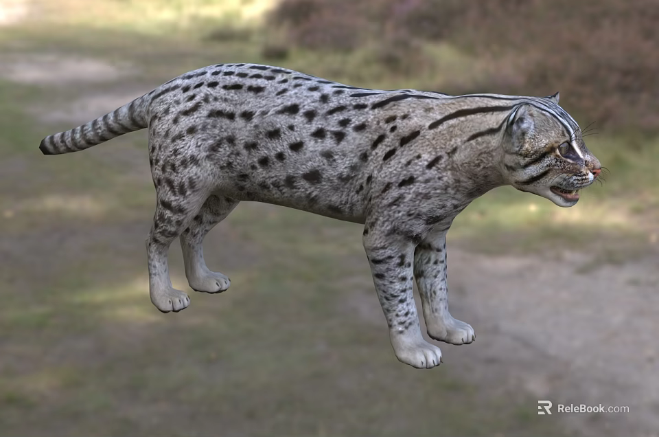 Spotted Reptile Lizard With Striped Body Standing In Natural Grass Habitat 3d model 