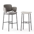 Modern Bar Stools With Armrest Backrest And Armless Backless Design Gray Beige Black Metal Legs