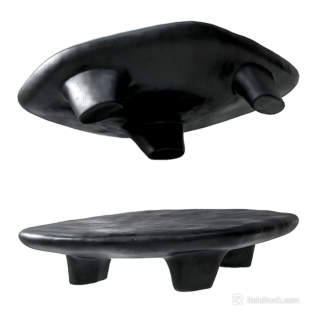 Modern Black Coffee Table With Unique Leg Structure And Smooth Oval Surface 3d model