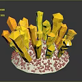 Yellow Crystal Cluster Decorative Ornament Set With White Base And Small Granular Details