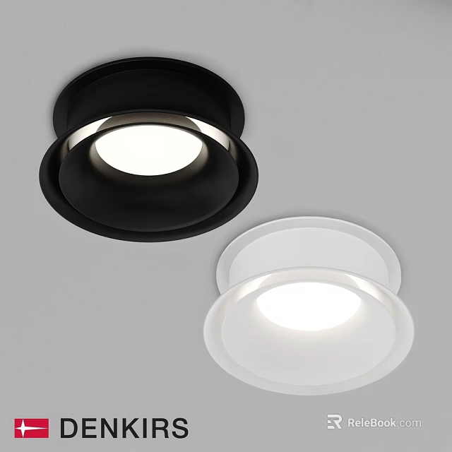 Modern Black And White Recessed Ceiling Downlights With Sleek Round Design 3d model 