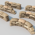 Military bunker sacks sandbags pile bags 3d model