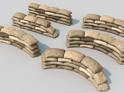 Curved Stacked Industrial Sandbag Equipment for Construction Site Protection 3d model