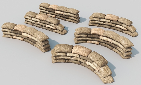 Military bunker sacks sandbags pile bags 3d model