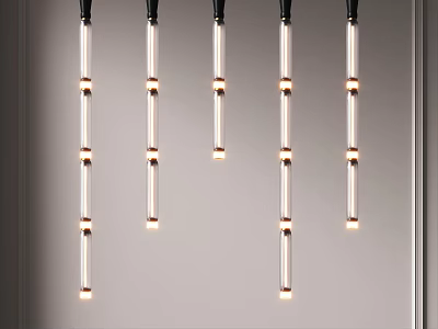 Modern Linear Pendant Lights With Multiple Bulbs And Black Hanging Cords For Interior 3d model