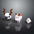 Cute White Animal Toys With Brown Antlers Cow And Chicken Figures