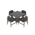 Stylish Modern Dining Table And Chair Set With Wooden Frame Armchairs And Metal Pedestal Base