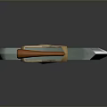 3D Model Axe with White Blade Orange Handle Crossed Brown Straps and Transparent Ring