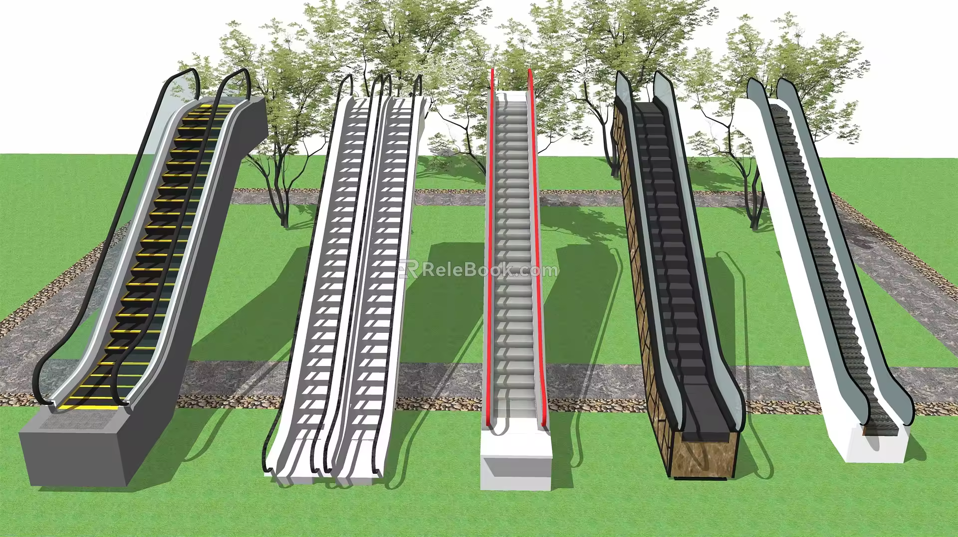 Modern Elevator Escalator Combination 3d model
