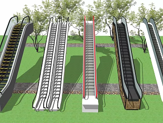 Modern Elevator Escalator Combination 3d model