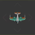Cosmic Aerospace Biplane Model With Teal Orange Colors And Propeller Design Details
