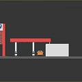 Gas Station Building Featuring Red Roof Fuel Pumps Convenience Store and Signboard