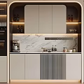 Modern Open Kitchen Interior Design With Sideboard And Cabinet Countertop 3d model