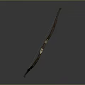 Ornate Wooden Bow With Curved Design Red Accents And Golden Details