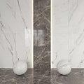 Modern Marble Wall Panel Design With Decorative Spheres And Integrated Lighting 3d model