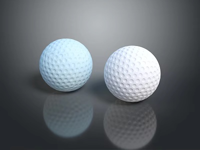 White Dimpled Golf Balls High Quality Sports Equipment With Reflection On Black Surface 3d model
