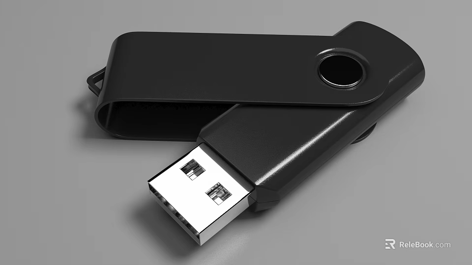 Black USB Flash Drive With Portable Design And USB Interface Storage Device 3d model 