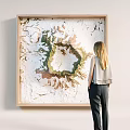 3D Textured Natural Mountain Landscape Wall Decor with Wooden Frame in Modern Indoor Space